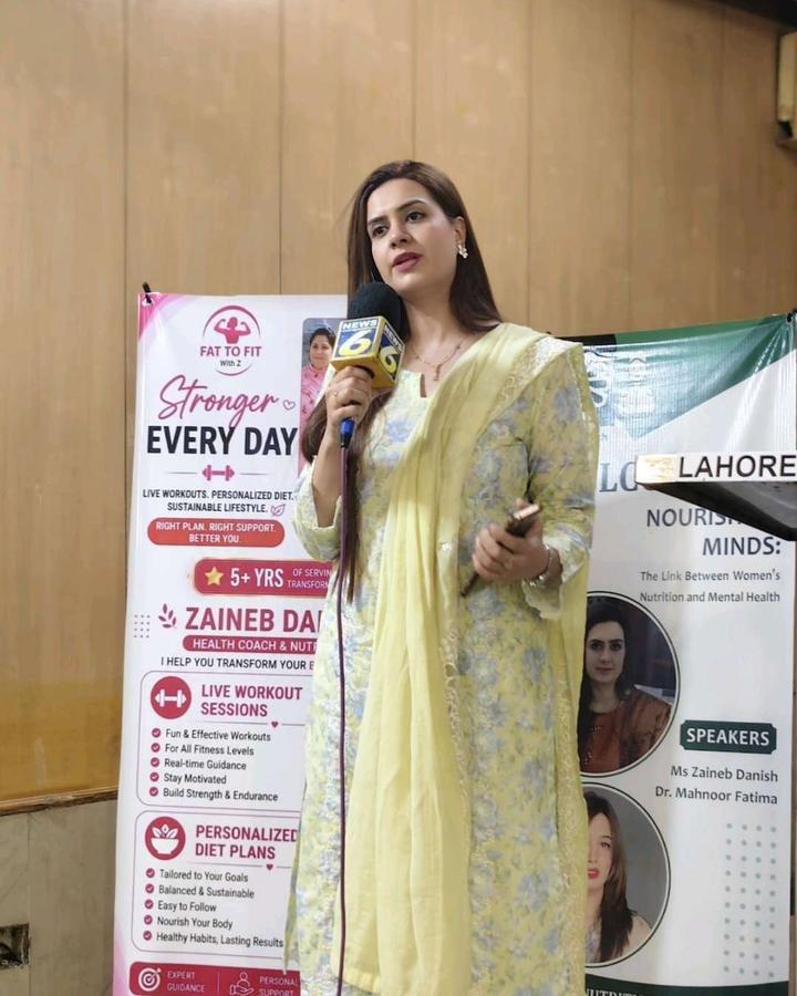 Zaineb Danish speaking at a women's health session